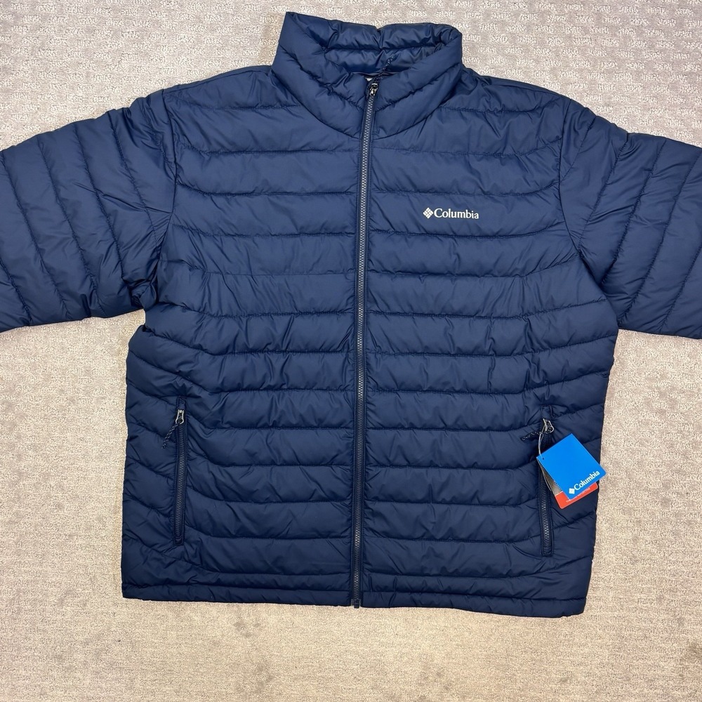 Columbia Powder Lite II Jacket Mens Sz XXL Navy Blue Omni-Heat Puffer WO7155-464